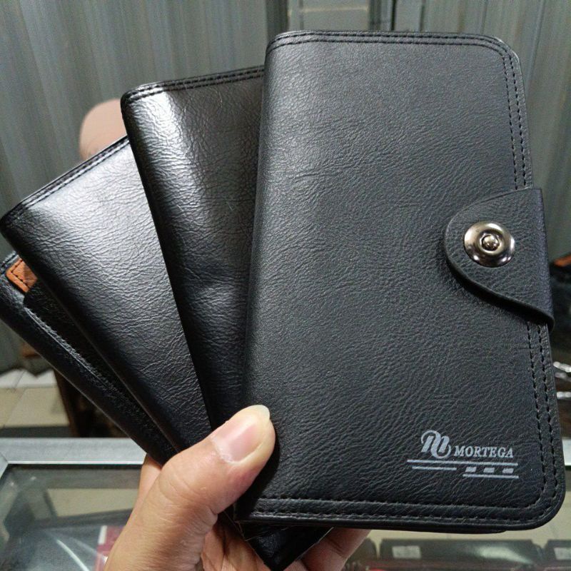 Dompet Hitam Lipat Panjang Pria Kulit Model Pakai Tali Kulit