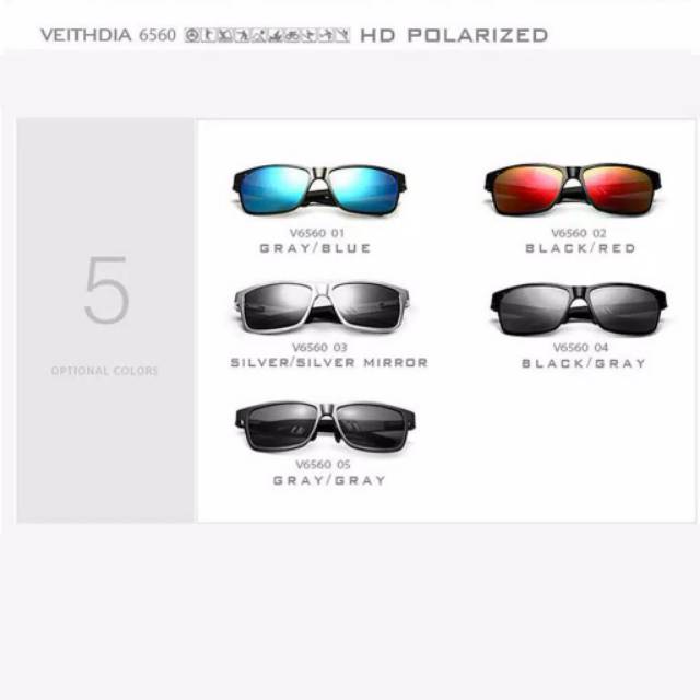 ORIGINAL VEITHDIA - Kacamata Pria Sunglass Polaroid Aluminium Alloy