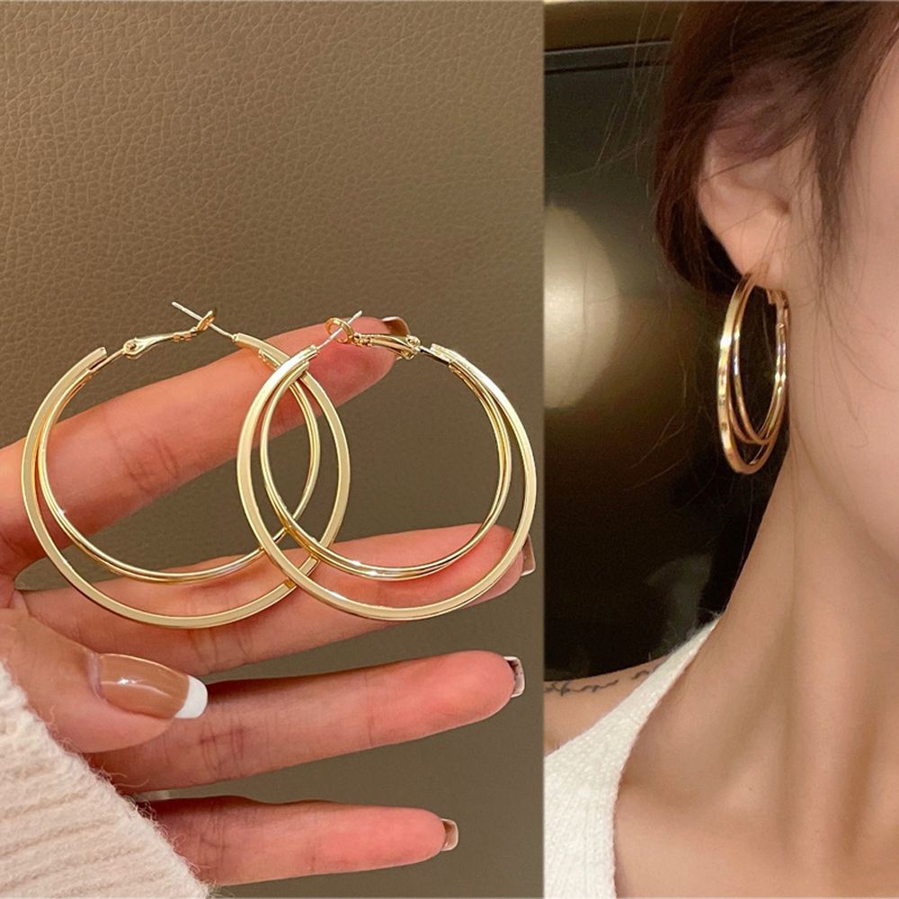 Needway  Geometric Korean Dangle Earrings Elegant Ear Jewelry Women Hoop Earrings Trendy Punk Large Pendent Exaggerate Vintage Round Stud Earrings/Multicolor