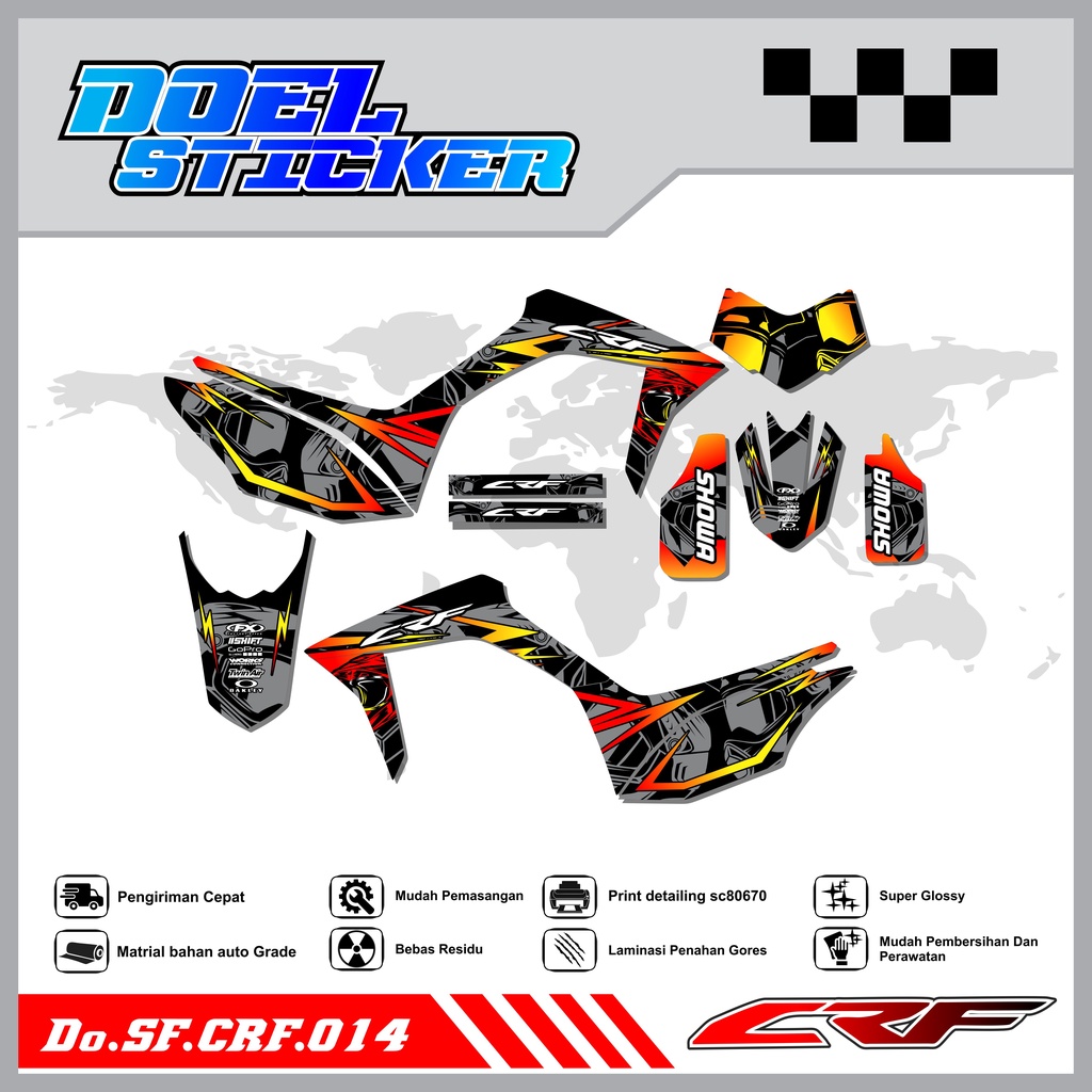 Sticker Striping Semifull CRF 150L List Variasi Hologram Pelangi,Crome Doel 014