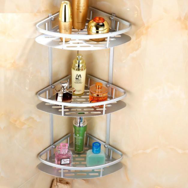 Paling Diminati.. rak sudut siku 3 susun aluminium Toilet WC Kamar Mandi Serbaguna P48