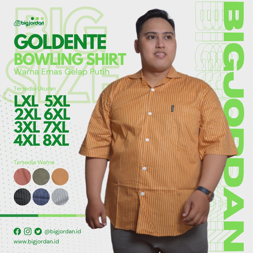 GOLDENTE kemeja bowling pria oversize XXXL XXXXL XXXXXL 6XL 7XL 8XL kemeja salur jumbo bowling shirt