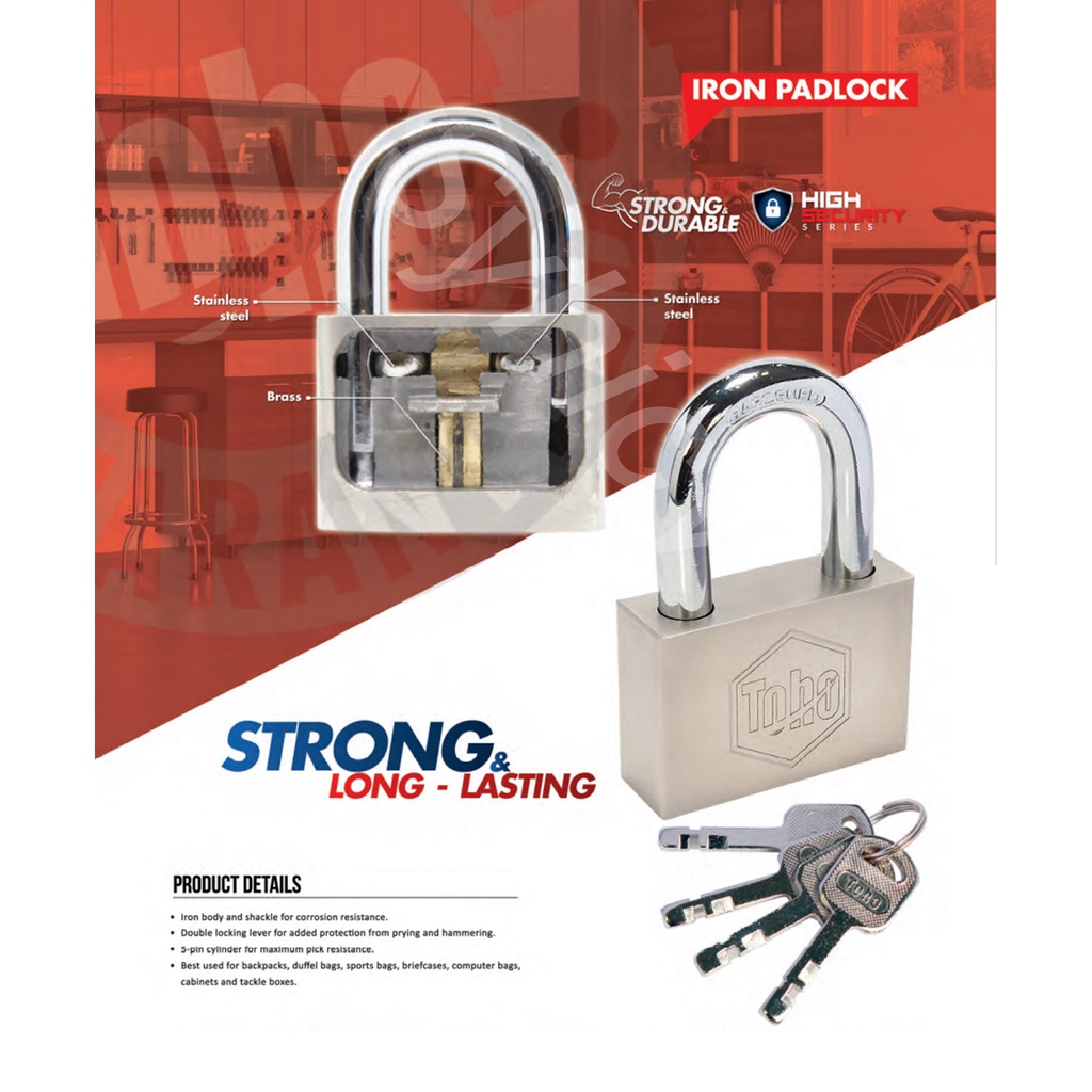 Gembok Toho Leher Pendek / Iron Padlock Short Neck Toho 50 mm