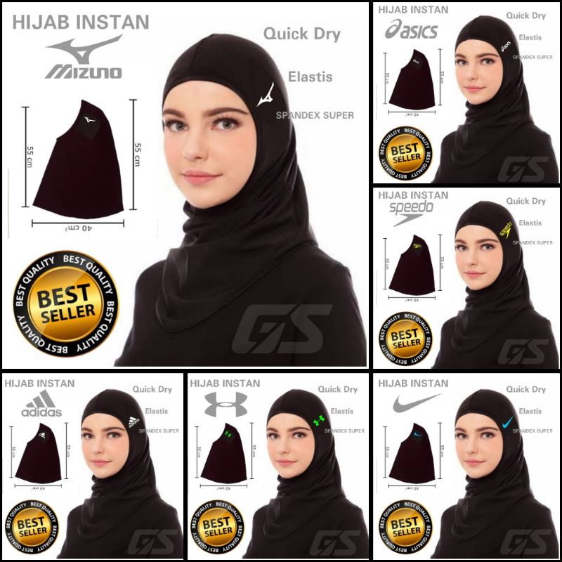 Hijab Sport Olahraga Gym Lari Renang Kerudung Instant