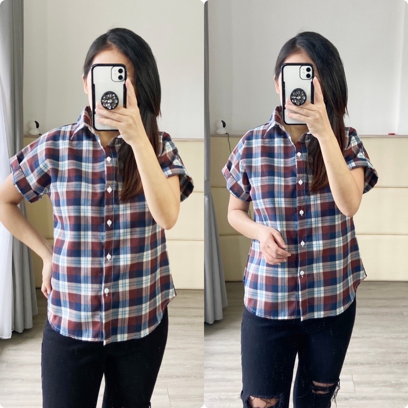 real pic Kemeja jessico /Kemeja casual wanita  / kemeja vintage /kemeja cardi/ kemeja bahan flanel