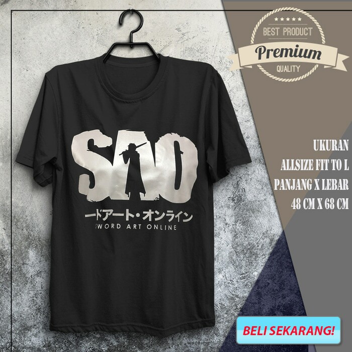 KAOS ANIME SWORD ART ONLINE / SAO PEDANG - Hitam, L