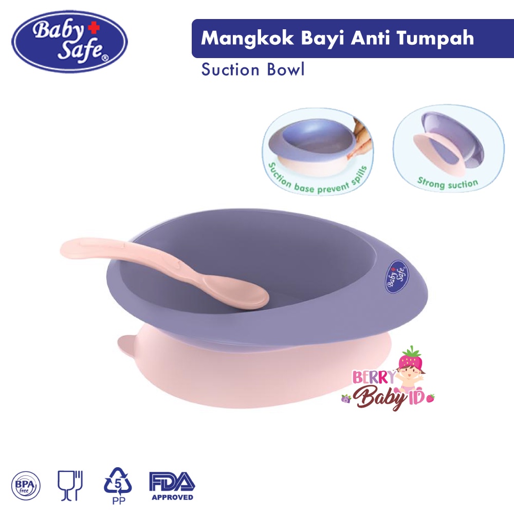 Baby Safe Suction Bowl Mangkok Bayi Anti Tumpah FREE Sendok Bayi BBS082 Berry Mart