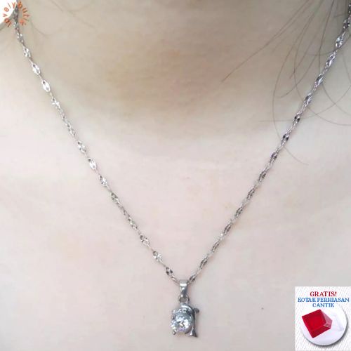 Lovelybutik - Kalung Wanita Titanium Korea Terbaru H4ppy Dolphin New Kalung Liontin Remaja Dewasa Titanium Asli Anti Karat Model Terbaru Kalung Rantai Pecah Kopi dan Liontin Dolpin Bonus Free Kotak Perhiasan