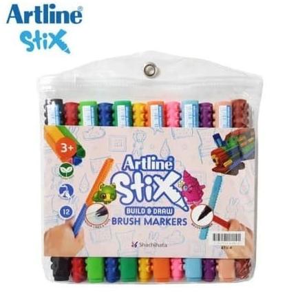 

[[COD]] Artline Stix Brush Marker Set isi 12 Warna/Coloring Brush Pen Murah PRODUK TERBATAS Kode 584