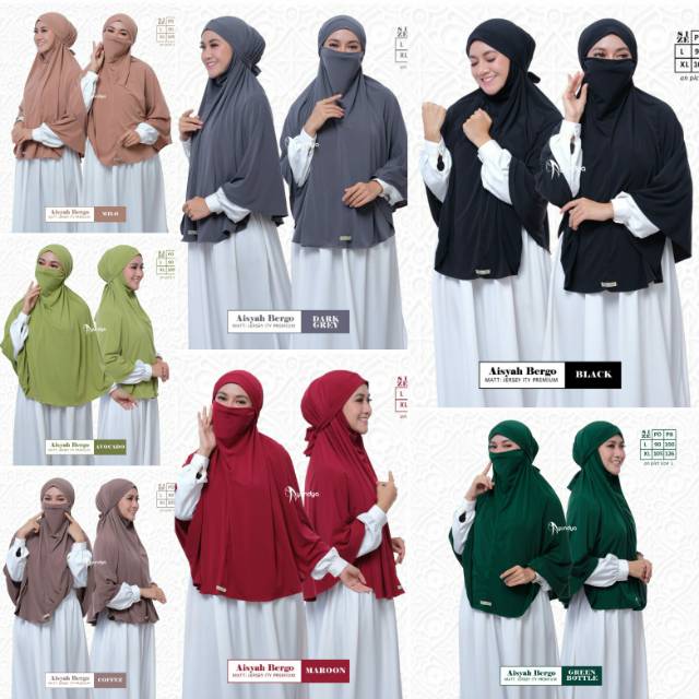 AISYAH BERGO CADAR/ HIJAB/KERUDUNG/JILBAB INSTANS MASKER DENGAN TALI