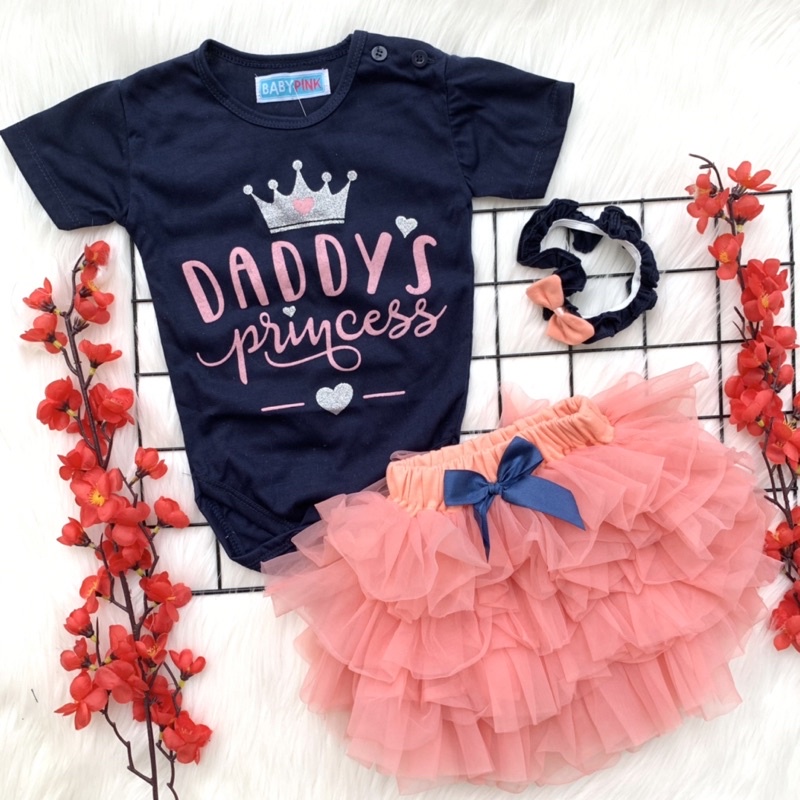 Baju setelan jumper rok bandana anak perempuan fashion bayi cewek baby girl murah -dad