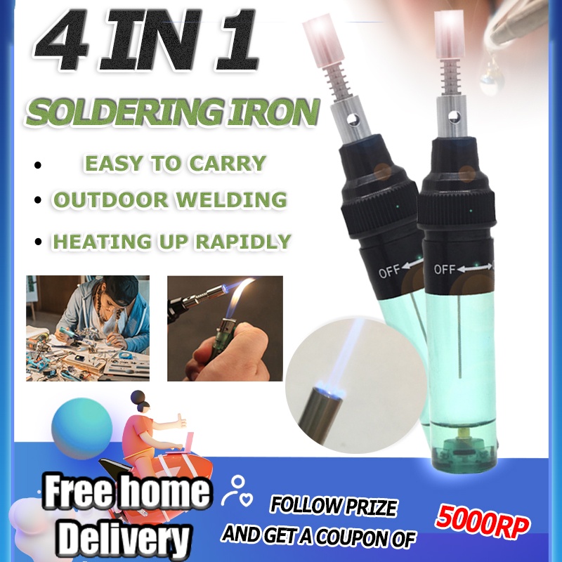 【Ready】Solder gas Kepala Gas Blow Torch Butane Flame Gun Dengan 4 In 1 Dengan Mini Tanpa Listrik Tanpa Kabel Portabel Praktis Alat Las Mini Welding