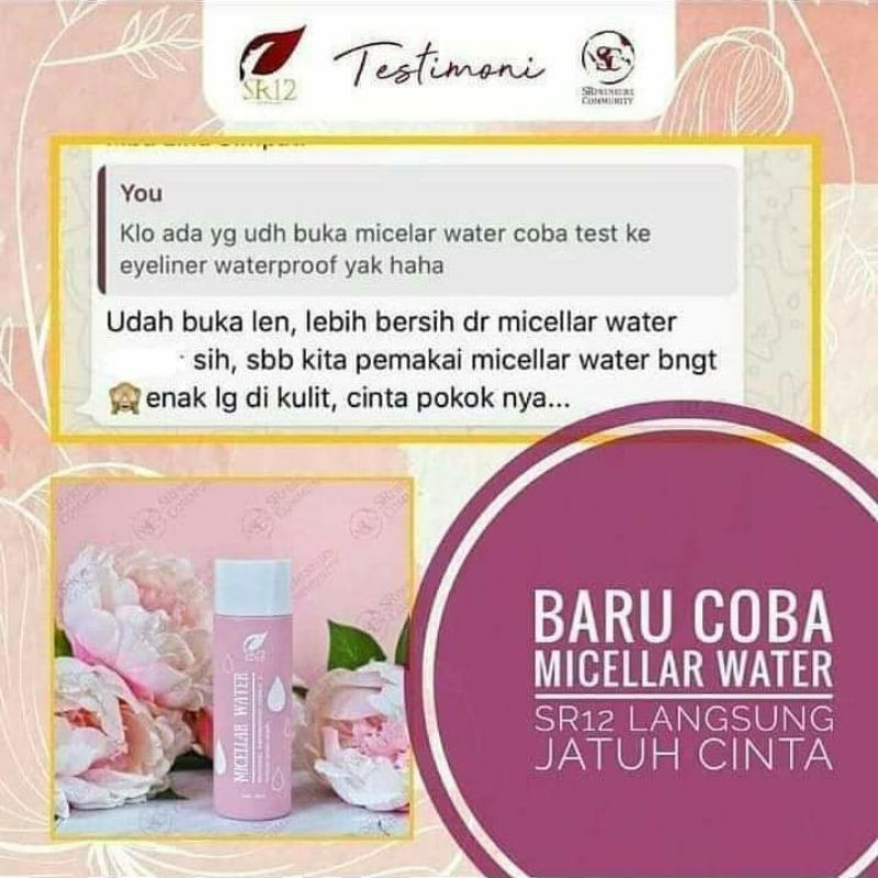 Micellar Water SR12 Cleansing Water Pembersih Wajah dan Makeup Secara Optimal 100 ml BPOM