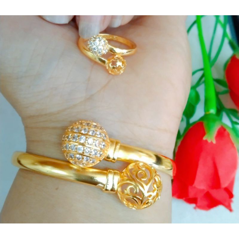 gelang bola set cincin xuping, anti karat 411