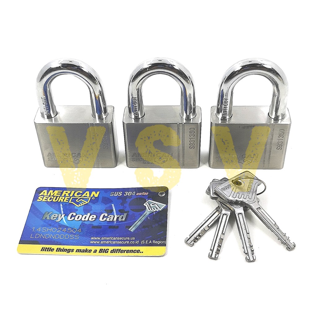 American Secure Gembok master key 50mm isi 3 / gembok rumah / gembok gudang