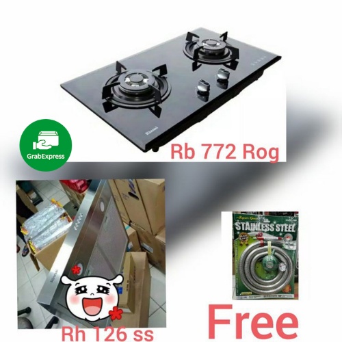 Paket E kompor tanam RB 772 Rog + RH 126 ss + Free Regulator