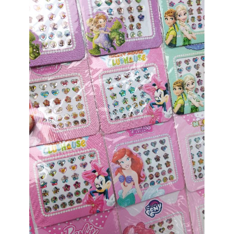 Stiker Kuku / Stiker Anting Hologram Karakter Princess Frozen dkk Lucu Banget Murah