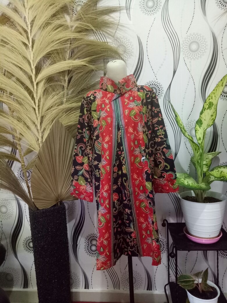 Tunic Santika Pias Cibulan #6 / Tunik Batik Cantik / Batik Tunik Modern / Seragam Batik Kerja Kantor