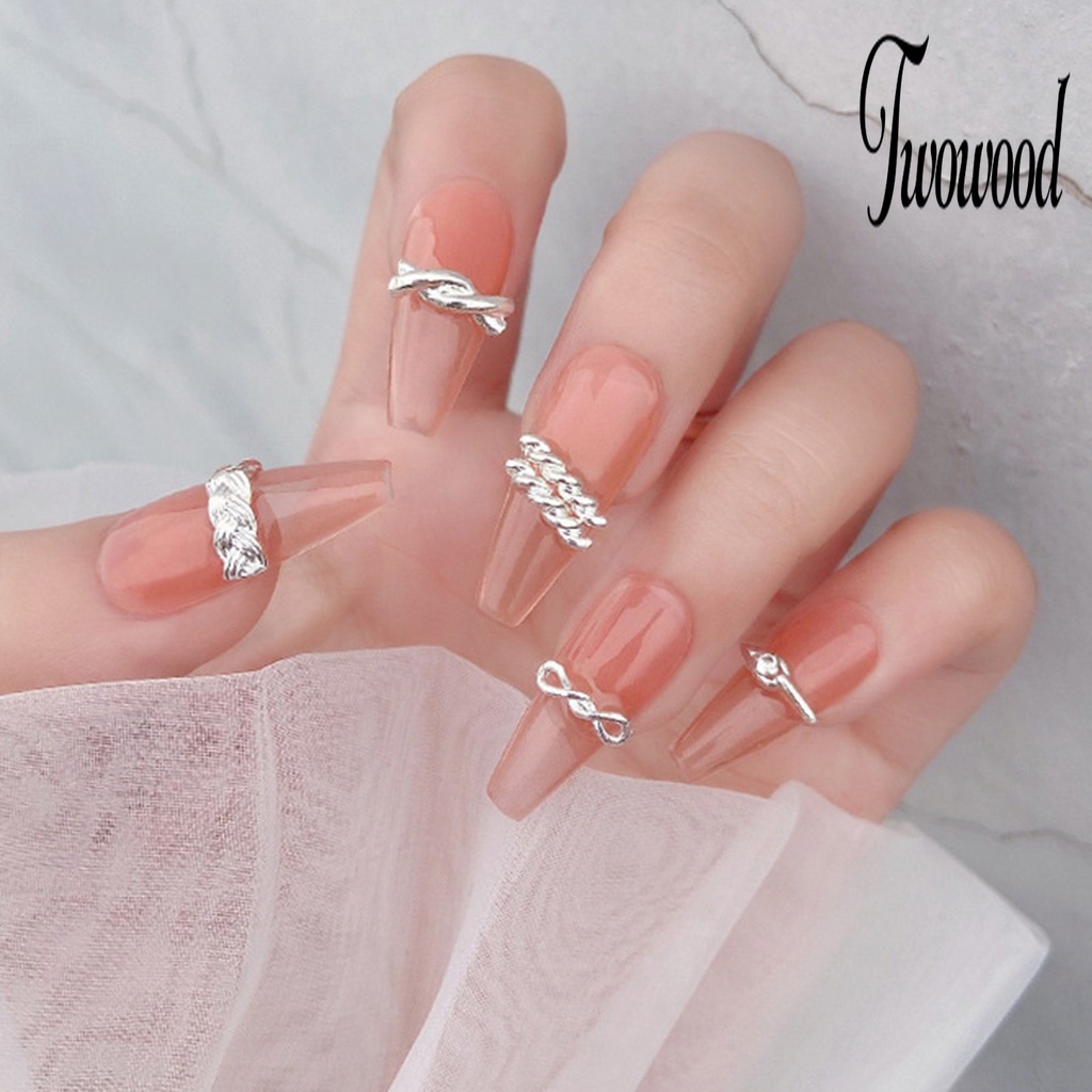 20 Pcs Dekorasi Kuku 3D Bahan Alloy Anti Karat Untuk Manicure