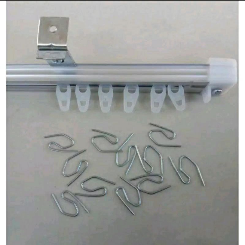 Besi Kotak Gorden Batang Rel Kotak Gorden Rel Alumunium Silver Gorden Tiang Kotak Gorden Penyanggah 