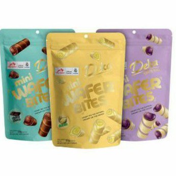 

Deka Mini Wafer biskuit mini Bites COKLAT / DURIAN / UBE 80gr.