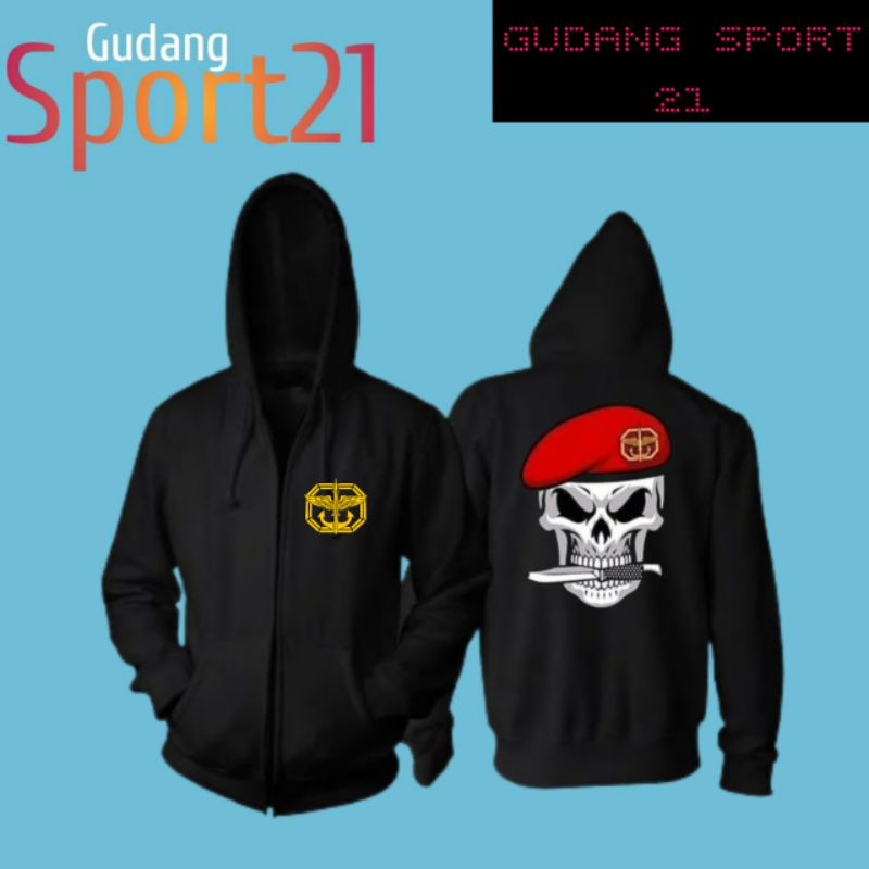 jaket ziper kopasus tengkorak jaket kopasus