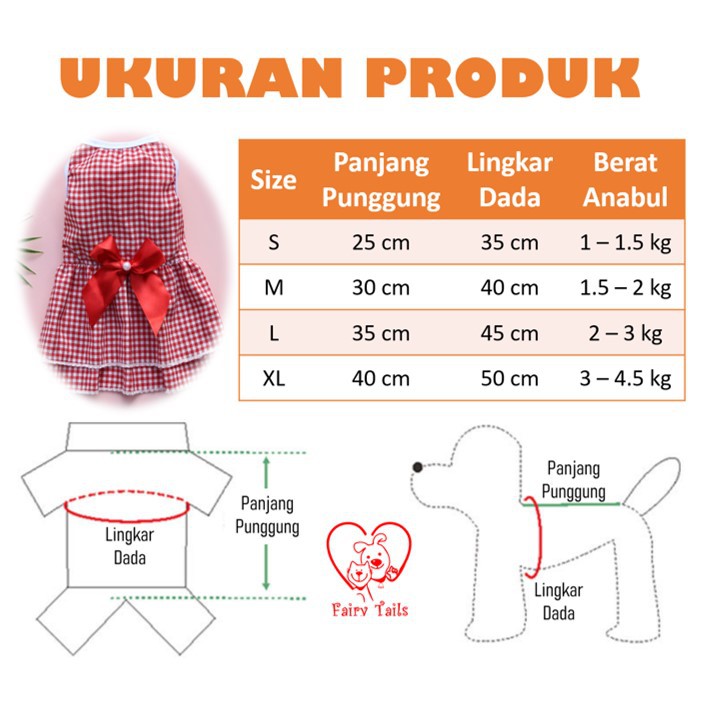 Baju Anjing Kucing Kostum Dress dengan Pita Lucu (Dress Anjing Kucing)| Pet Ribbon Dress