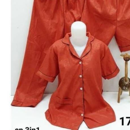 LFF Piyama CP Satin Emboss-Merah Bata