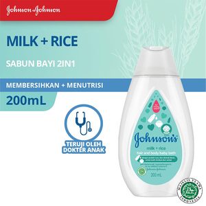 Johnson's Milk + Rice Hair and body baby bath botol - 200ml