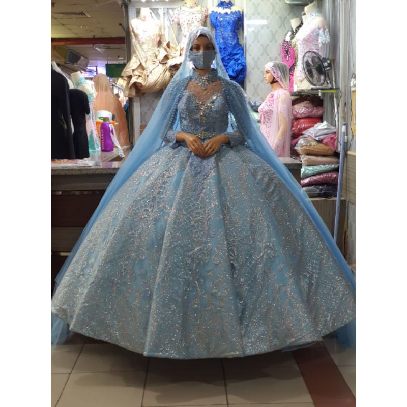 GAUN BARBIE CANTIK BELIMBING SUPER MEWAH  BEREKOR/BAJU PENGANTIN MODERN/GAUN WEDDING PAYET FUL