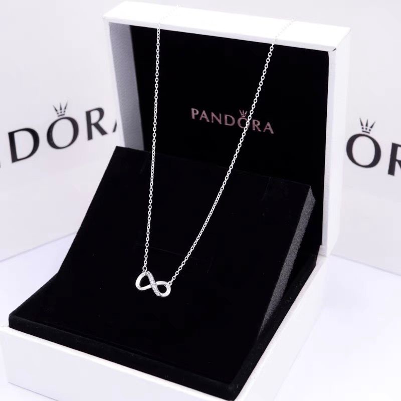 Pandora Kalung 925 Silver Micro-Set Diamond Infinity Love Pendant Untuk Wanita