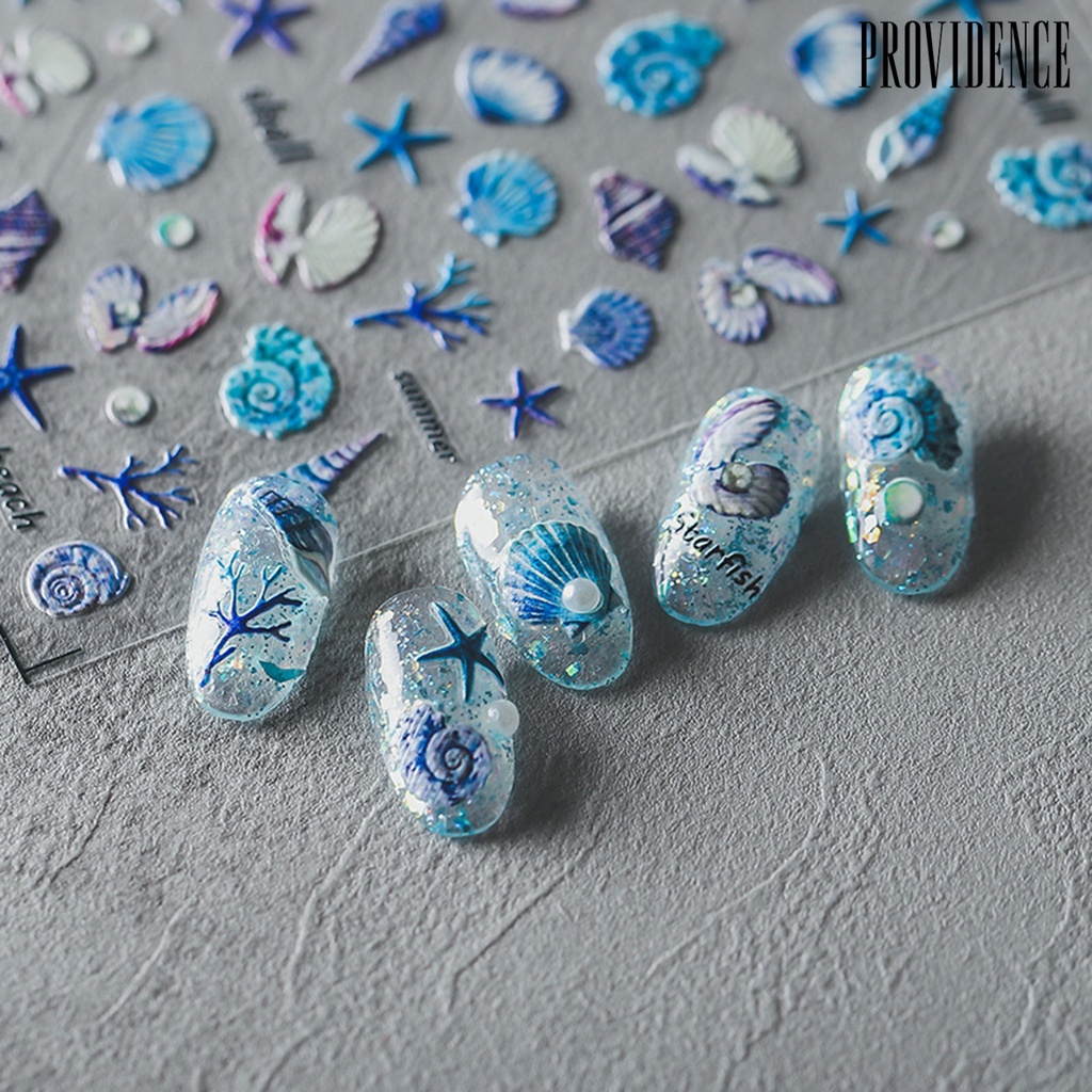 Providence Nail Sticker Vivid Images Ultra Thin Blue Summer Ocean Series Waves Shell Starfish Decals for Manicure