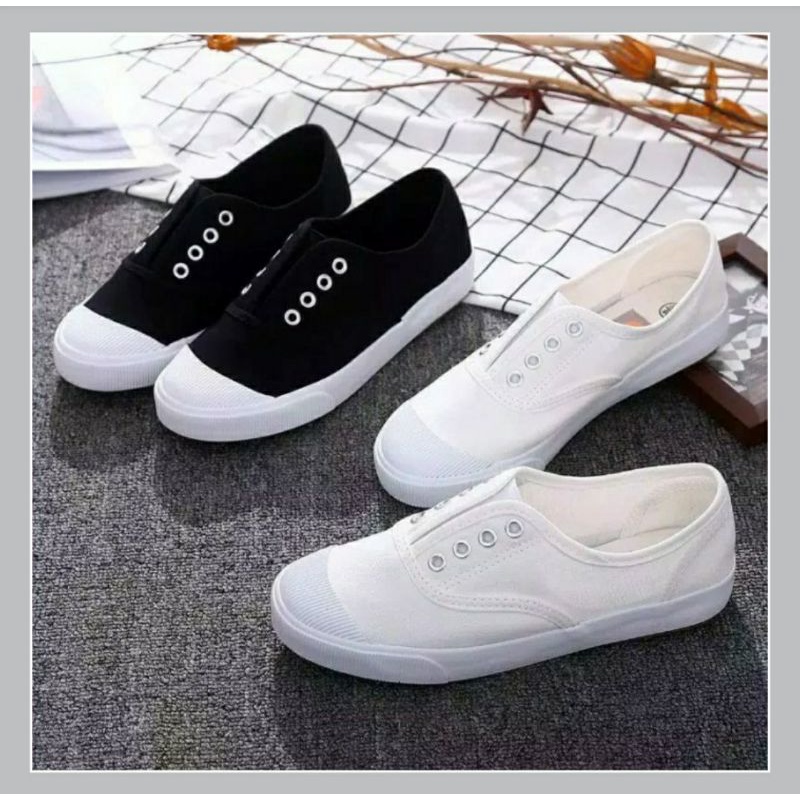 Sepatu tali korea cewek sneakers olahraga  wanita casual kekinian kets sneaker slip on shoes