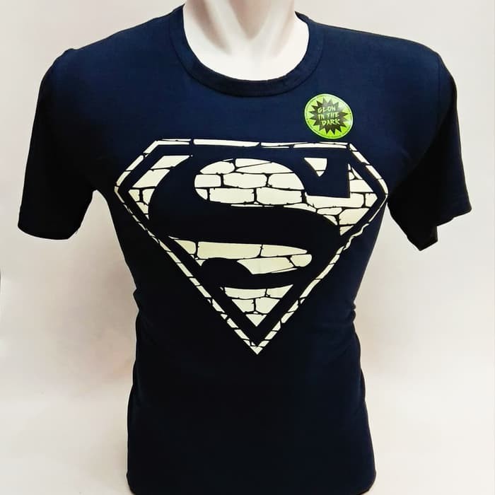 Kaos Tshirt Baju Glow In The Dark Big Size Superman Bata Jumbo Rhymes Import XL- XXXL