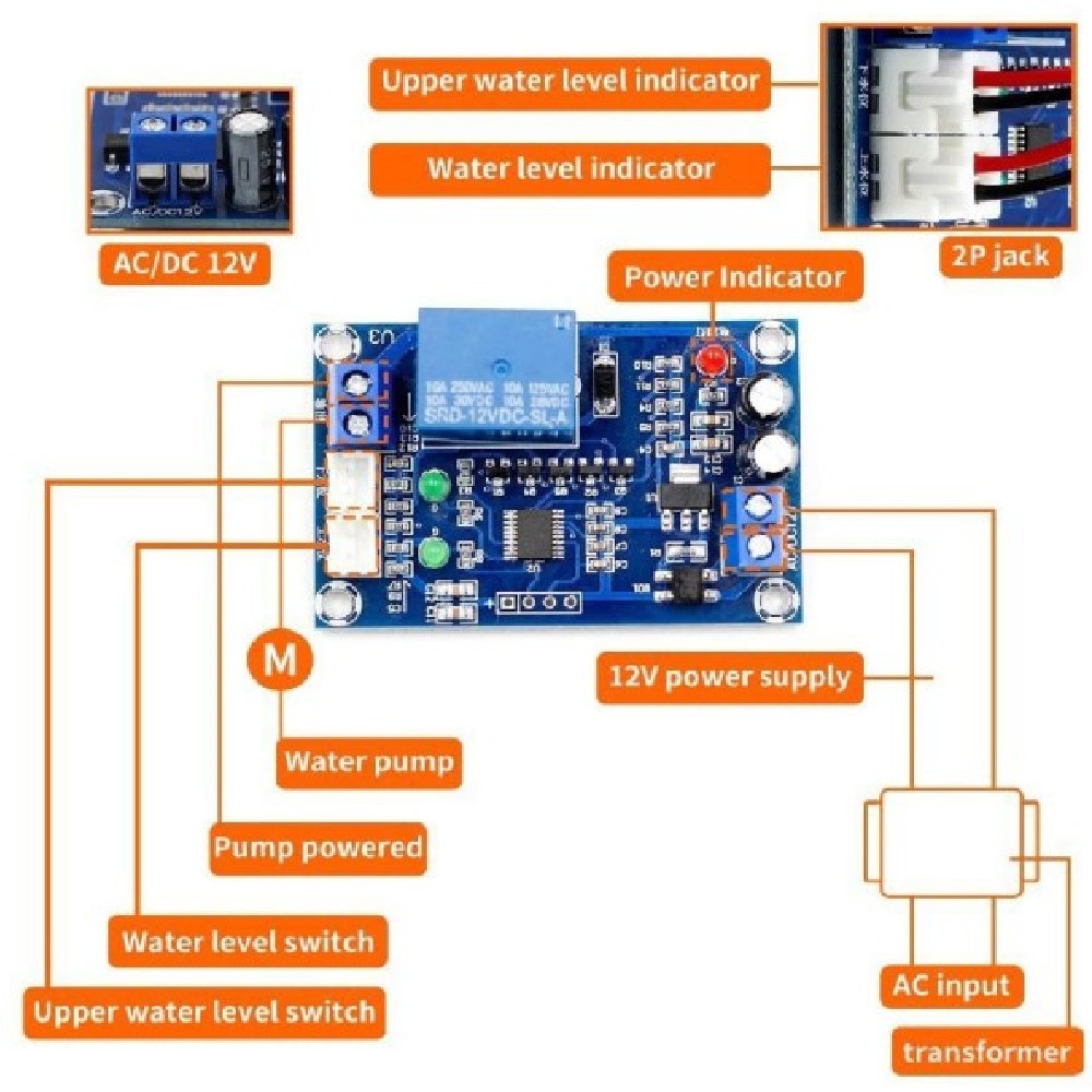 XH-M203 AC DC 12V Water Level Control Automatic Water Pump Module