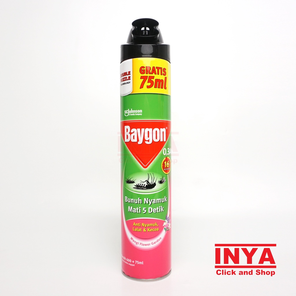 BAYGON WANGI FLOWER GARDEN ANTI NYAMUK, LALAT DAN KECOA 600ml - Obat Nyamuk Semprot