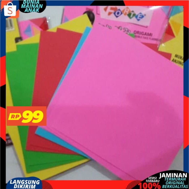 ( PROMO 99 ) SATU PACK (ISI 25 LEMBAR ) ORIGAMI KERTAS LIPAT DUA SISI FORTE 16 X 16 DOUBLE FACE