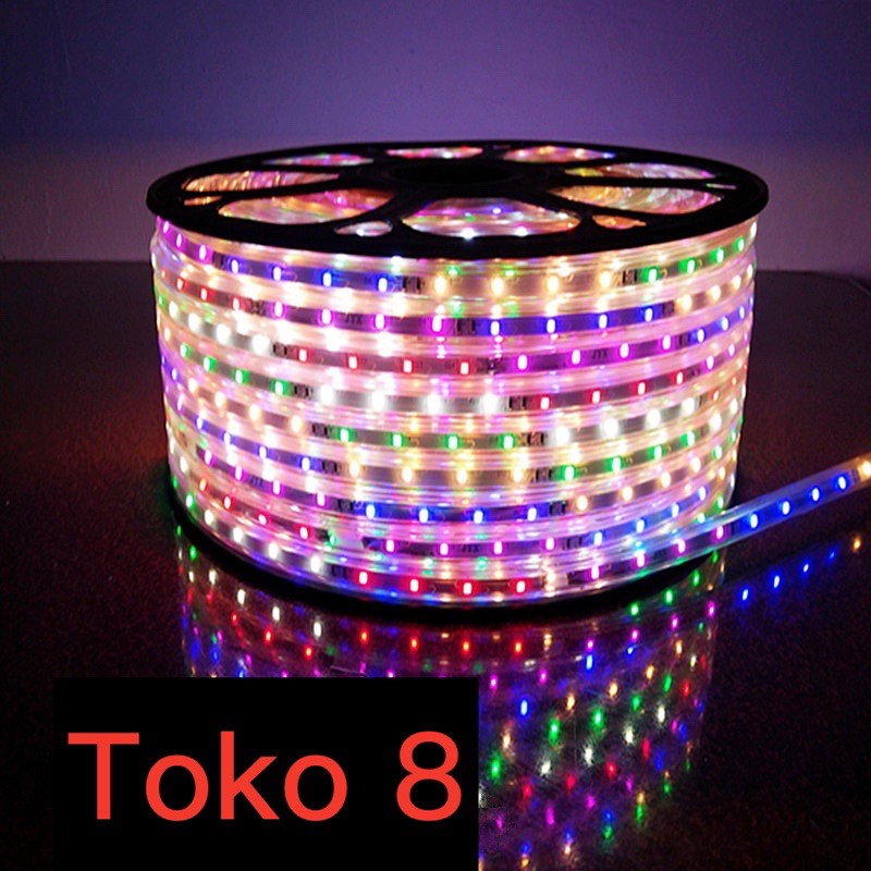 LAMPU LED STRIP SELANG 3528 2835 METERAN 220V RGB WARNA WARNI WATERPROOF