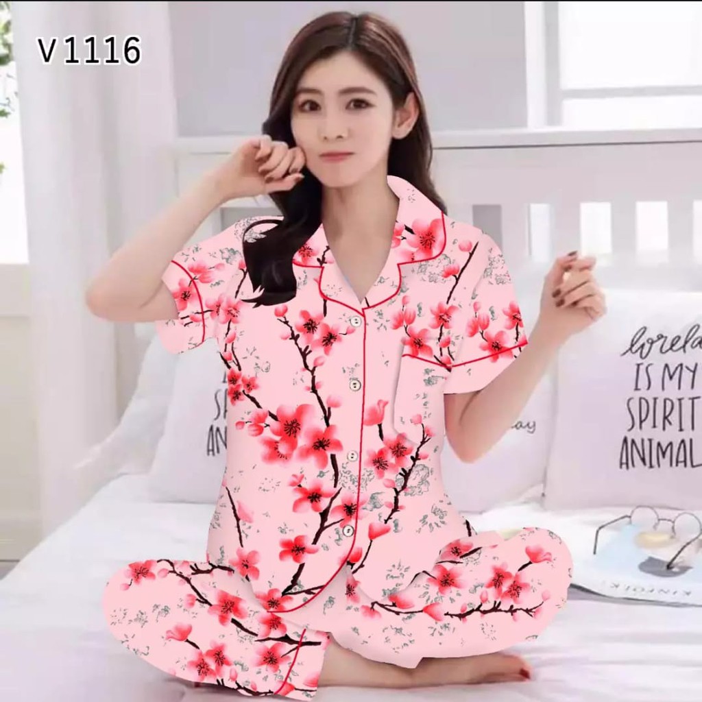 hokyfashion PIYAMA CP SAKURA TULIP JEPANG FIT TO XL-4