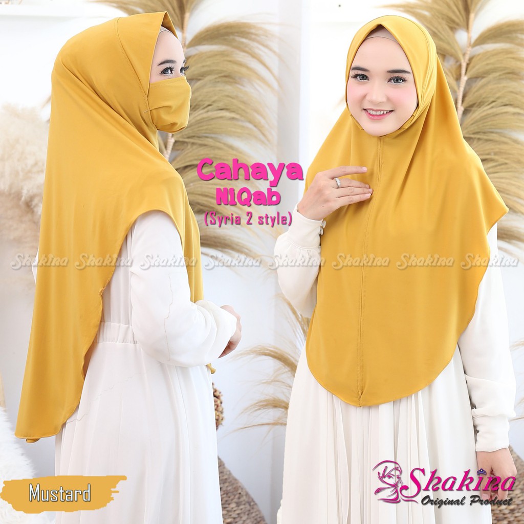 Jilbab Syari Cahaya Niqab Ori Shakina Danisha Hijab-MUSTARD