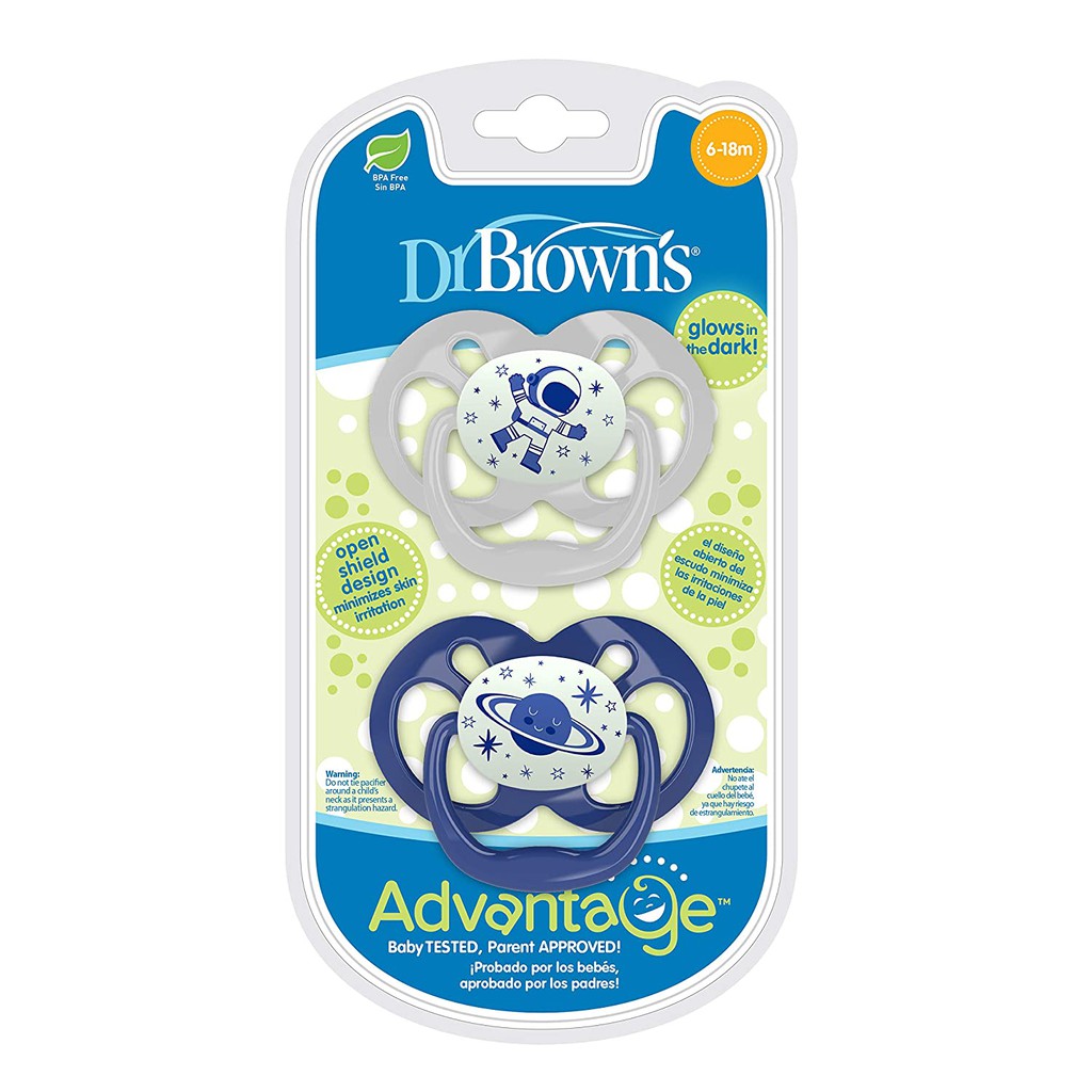 Dr Brown's Advantage Pacifier Glows in the Dark/Empeng bayi