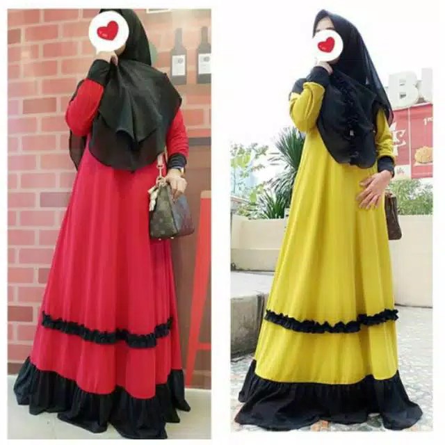 Gamis jersey rempel kerut busui