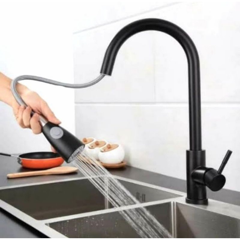 Kran sink tarik hitam dan stainless /Kran sink tarik