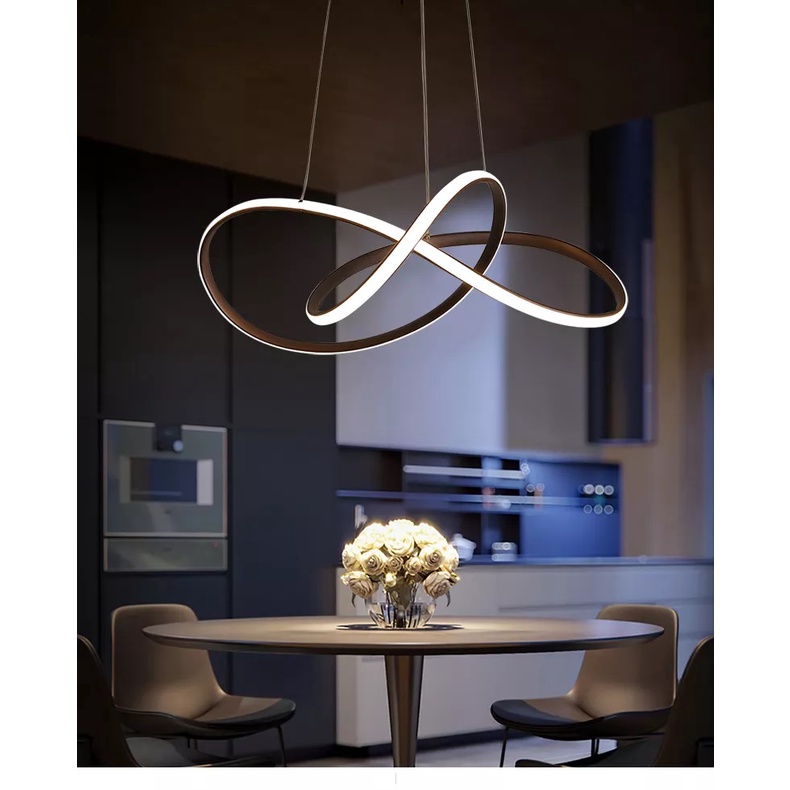 LAMPU GANTUNG HIAS LED MODERN MINIMALIS MODEL 2 RING OVAL UNTUK RUANG MAKAN, RUANG TAMU, DAPUR, RUAN