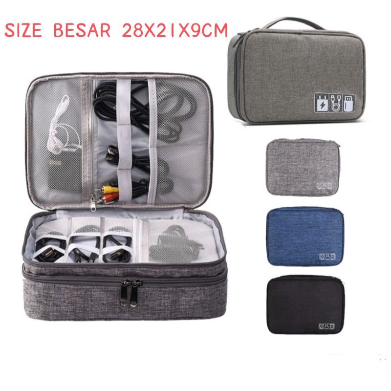 Tas Kabel Travel Gadget Organizer Travel Pouch Charger Camera 3 Layer Multifungsi Serbaguna [DD023]