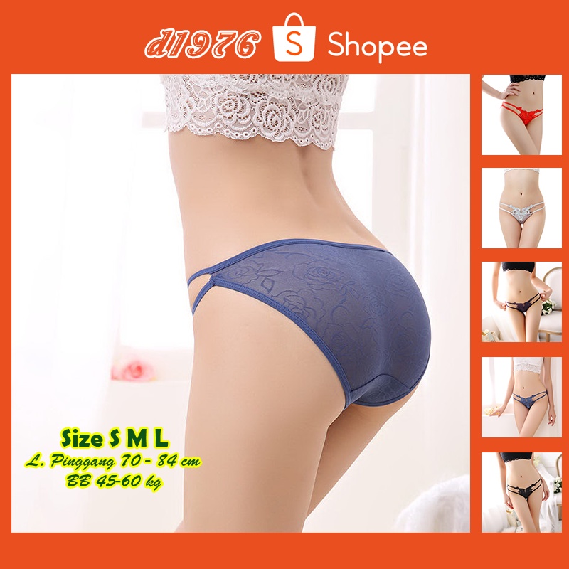 d1976 Gstring Sexy Celana Dalam CD Wanita Bahan Lace Elastis G String All SIze S M L Underwear OFG-H