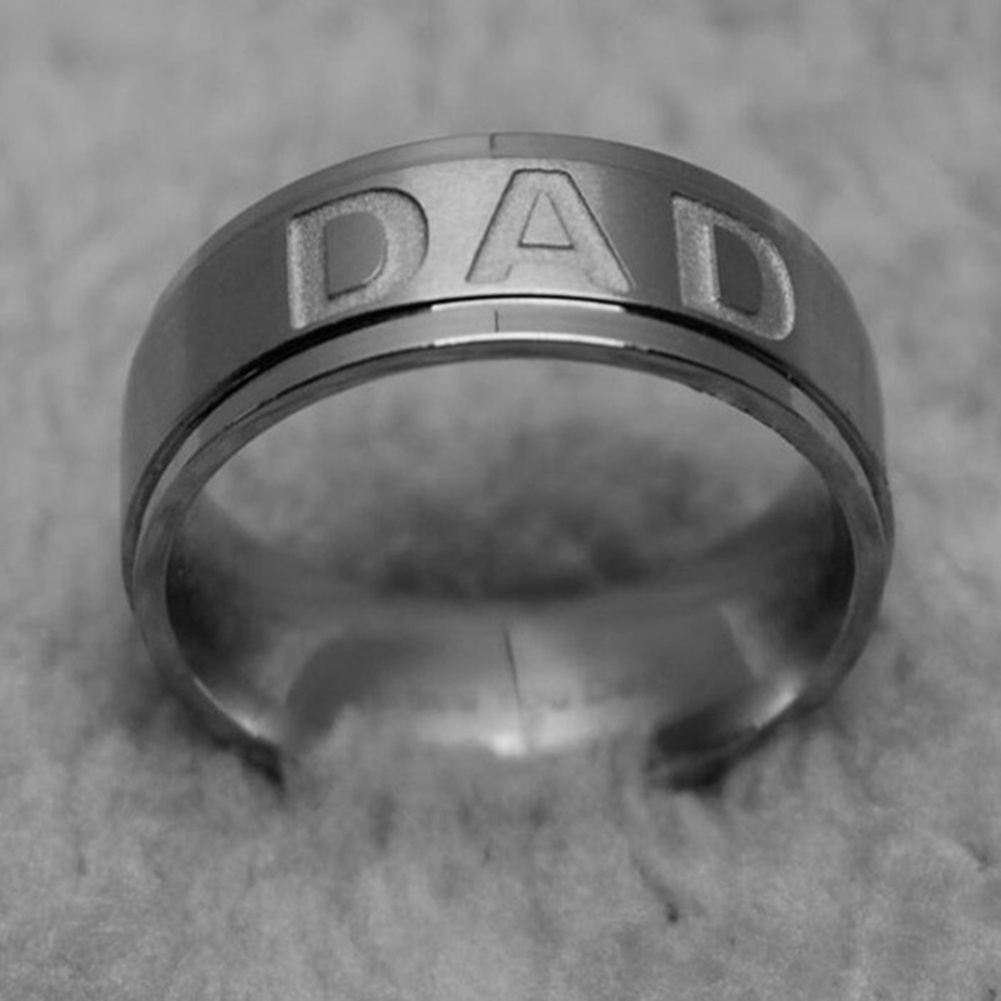 Hu Hu Hu Hu Hu Alat Bantu Pasang Kacamata♡ Cincin Stainless Steel Motif Ukir Tulisan Dad Untuk Hadiah Hari Ayah