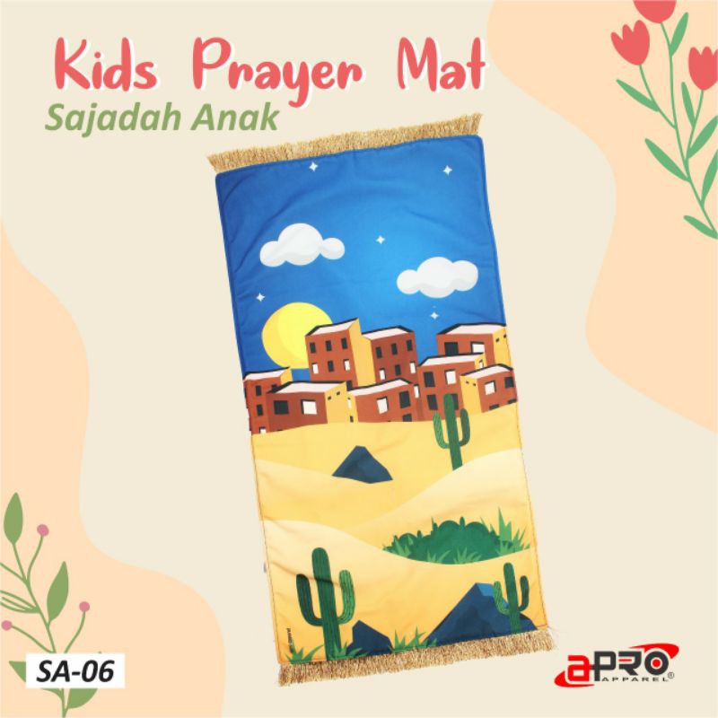 Sajadah Anak Premium Apro Empuk Elegan Motif Printing Sejadah Prayer Mat Anti Slip Cocok Untuk Kado-SA-06