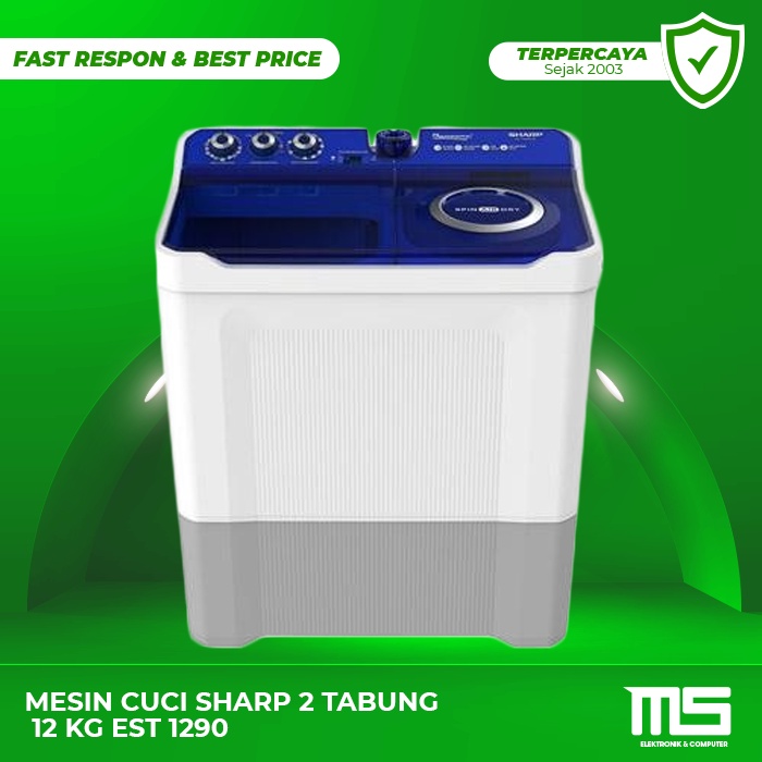 Mesin Cuci Sharp 2 Tabung 12 Kg EST 1290