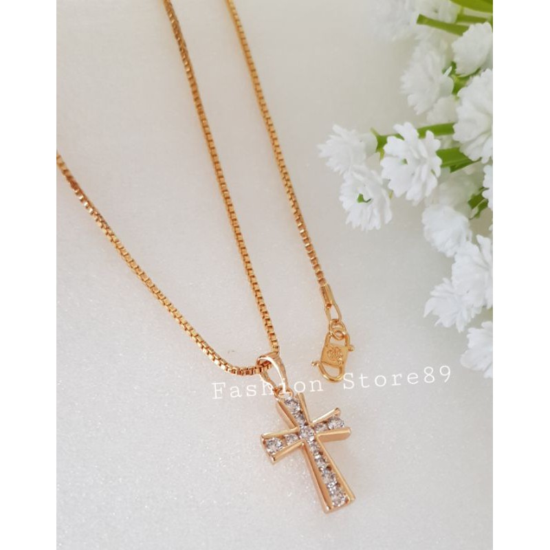 kalung Liontin salib fashion xuping import perhiasan lapis emas 18k bestseller xuping rohani